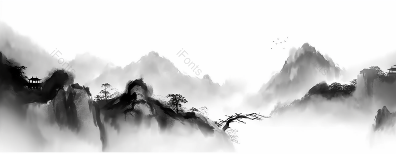 连绵不绝树枝兀立水墨中国画背景壁纸抽象水墨山水风景画,插画/手绘图,插画/手绘图库,插画/手绘图下载,插画/手绘